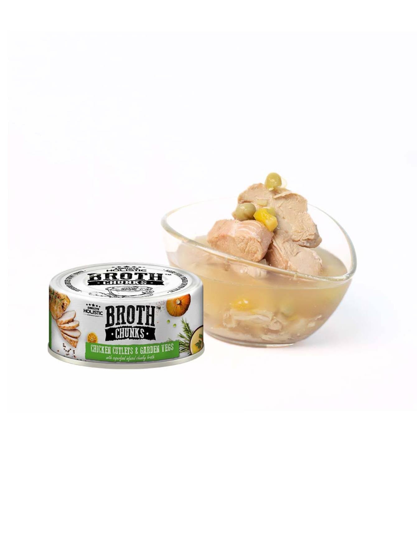 Absolute Holistic Broth Chunks Chicken Cutlets & Garden Vegs Wet Cat & Dog Food 80G image 4