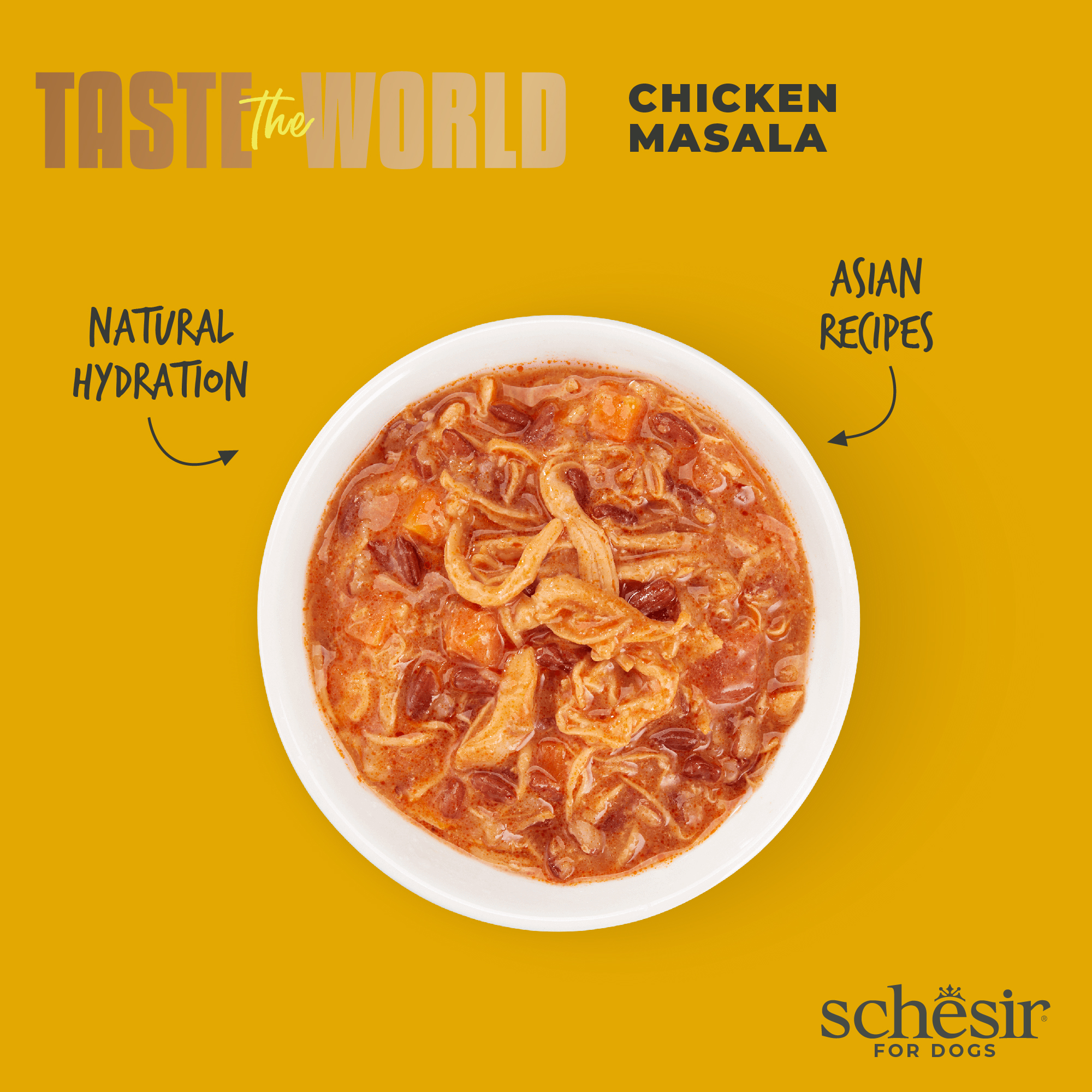 Schesir Dog Taste the World Canned 150g Chicken Masala in Broth Wet Dog Food image 3