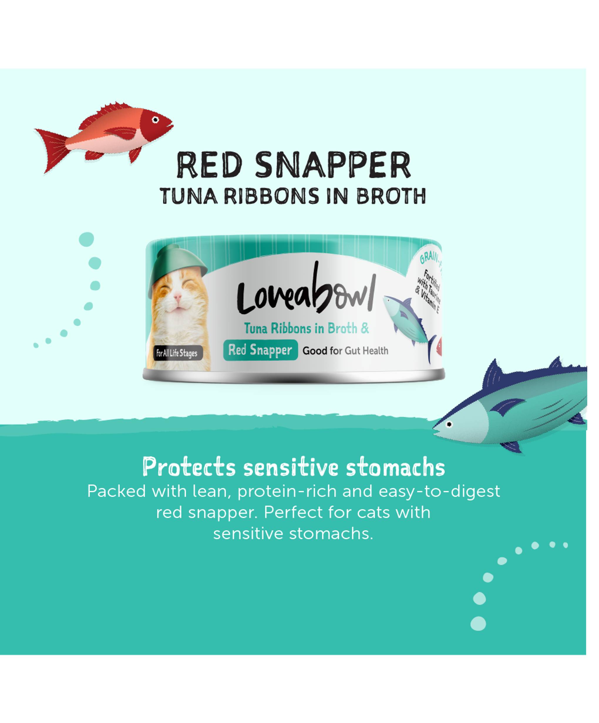 Loveabowl Cat 70g Tuna Ribbons in Broth with Red Snapper Cat Wet Canned Food (EXP: 03 Dec 2027) image 3