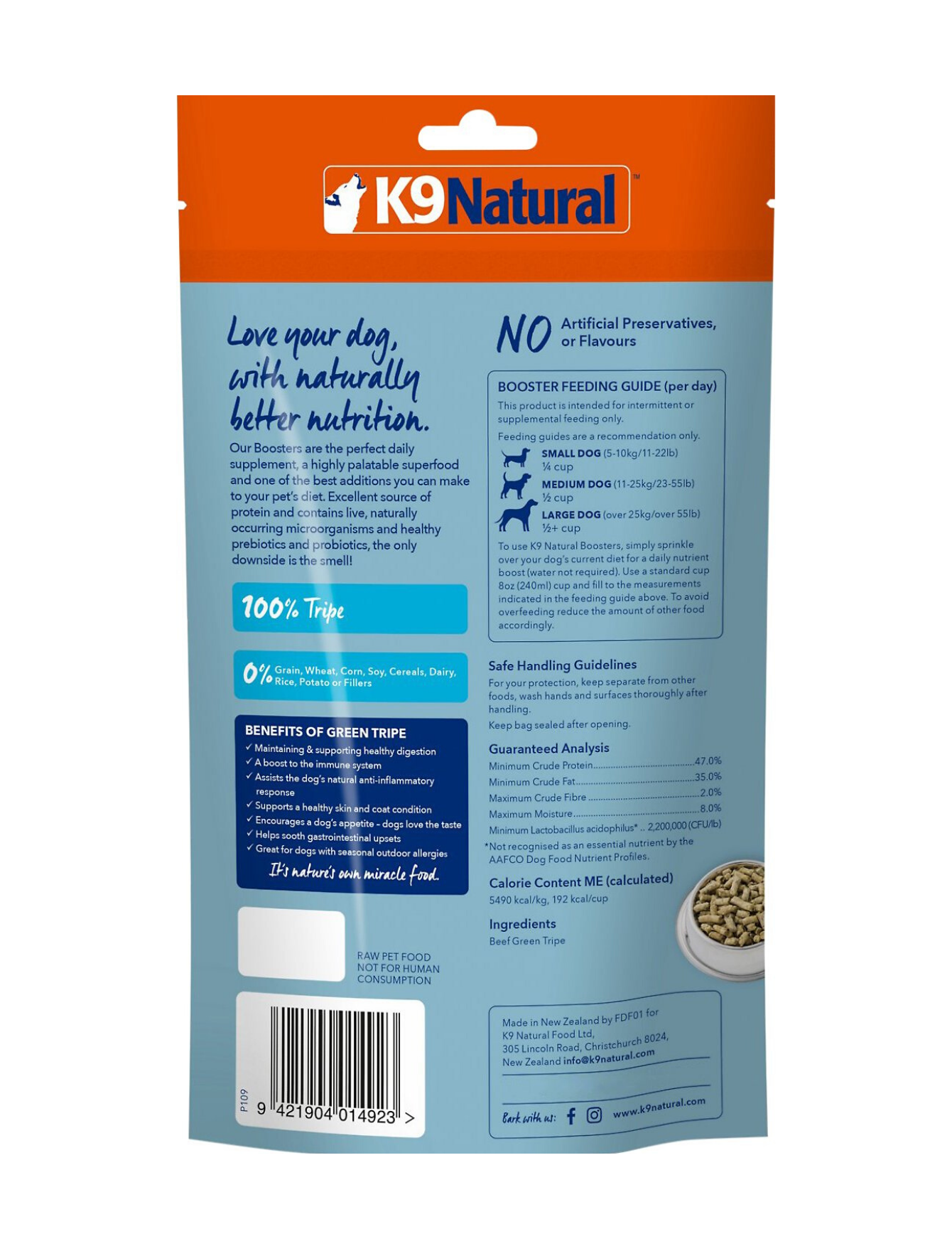 K9 Natural Dog Freeze Dried 75g Beef Green Tripe Booster Dry Dog Food image 2