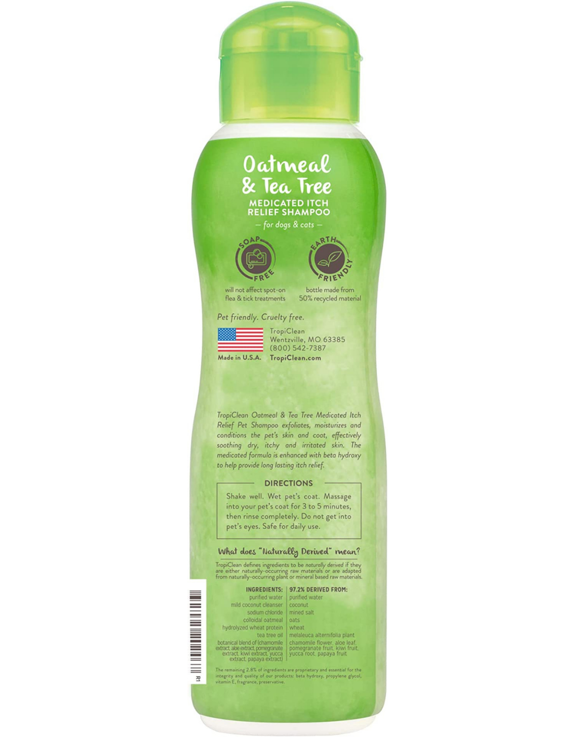 Tropiclean Medicated Itch Relief Pet Shampoo 355ml Oatmeal & Tea Tree image 2