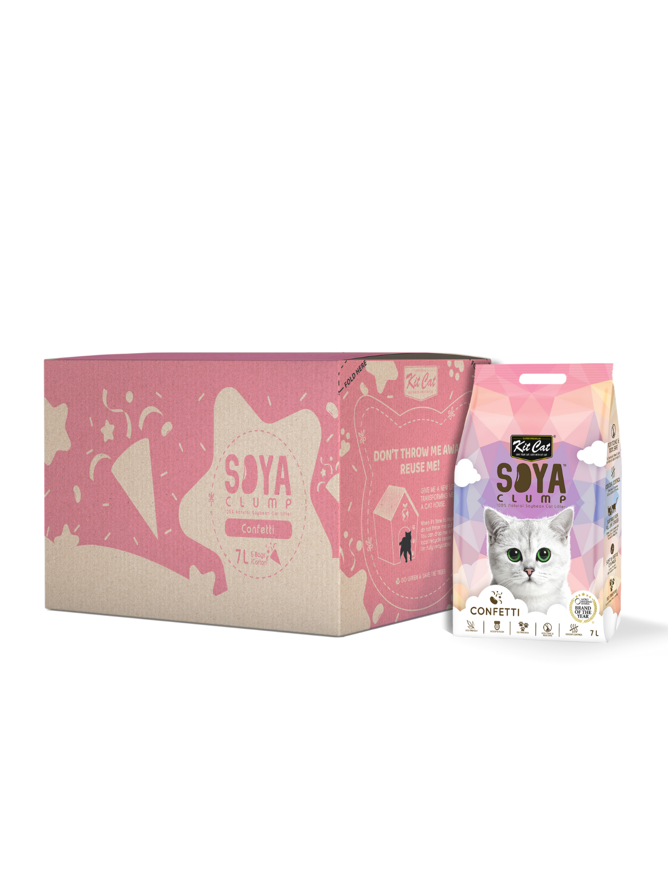 Kit Cat 7L Soya Clump Confetti Cat Litter image 4