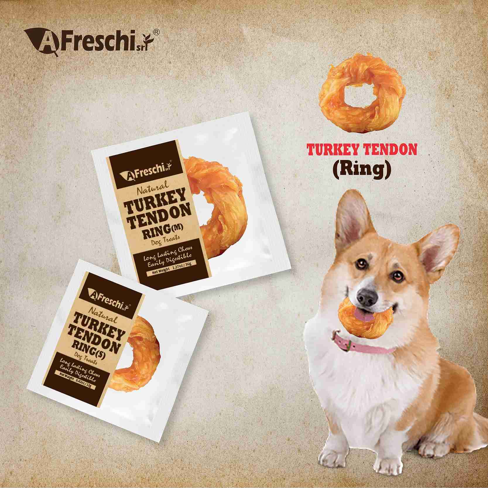 AFreschi Dog 120g Soft Turkey Tendon Strip - Pumpkin Dog Treats image 8