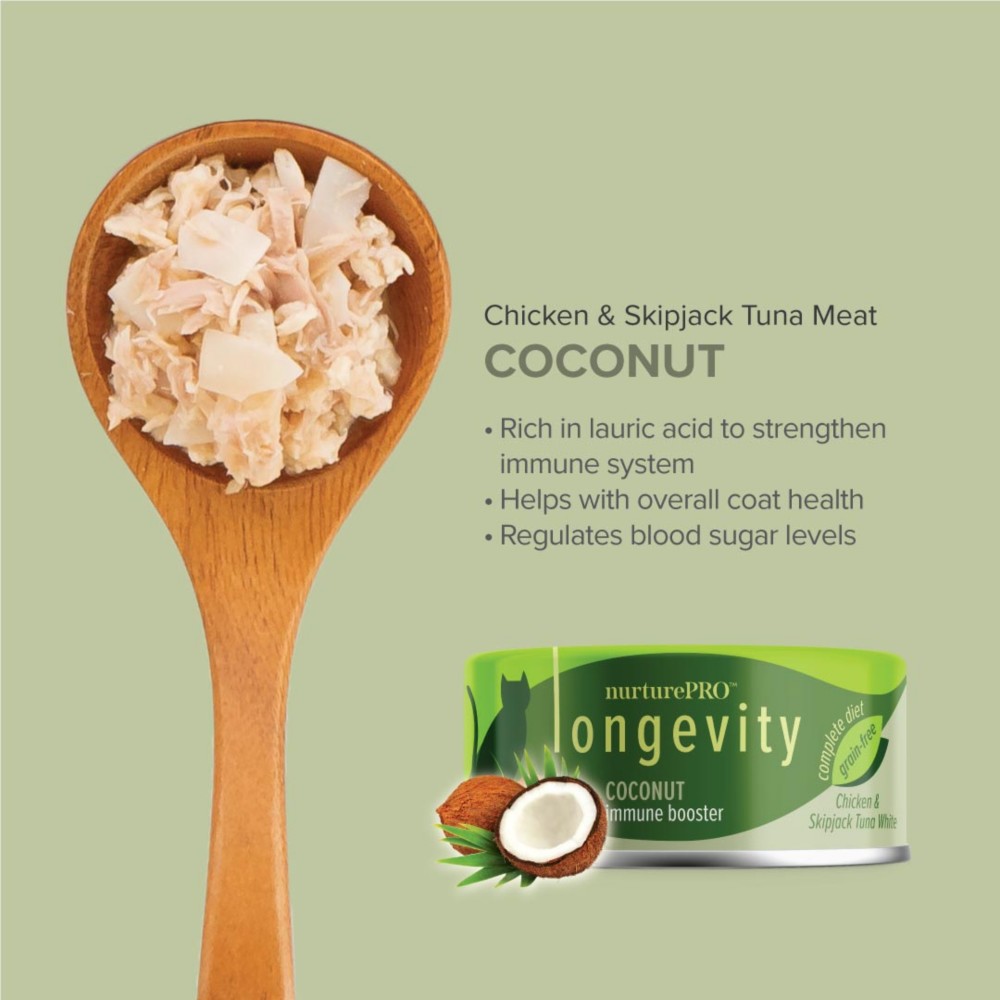 Nurture Pro Longevity 80g Chicken & Skipjack Tuna White Meat with Coconut Cat Canned Food (EXP: 25 Jun 2028) image 2
