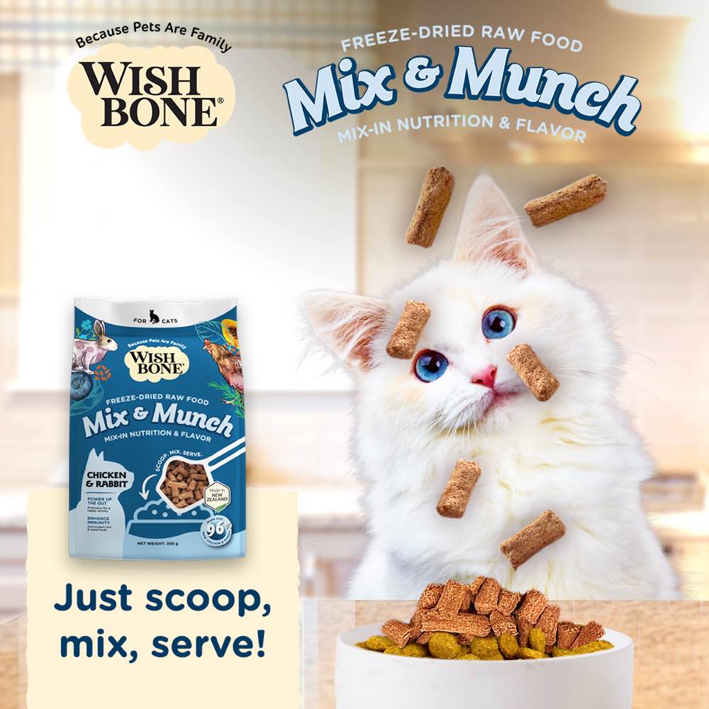 Wishbone Cat 350g Mix & Munch Chicken and Rabbit Freeze Dried Raw Cat Food image 7