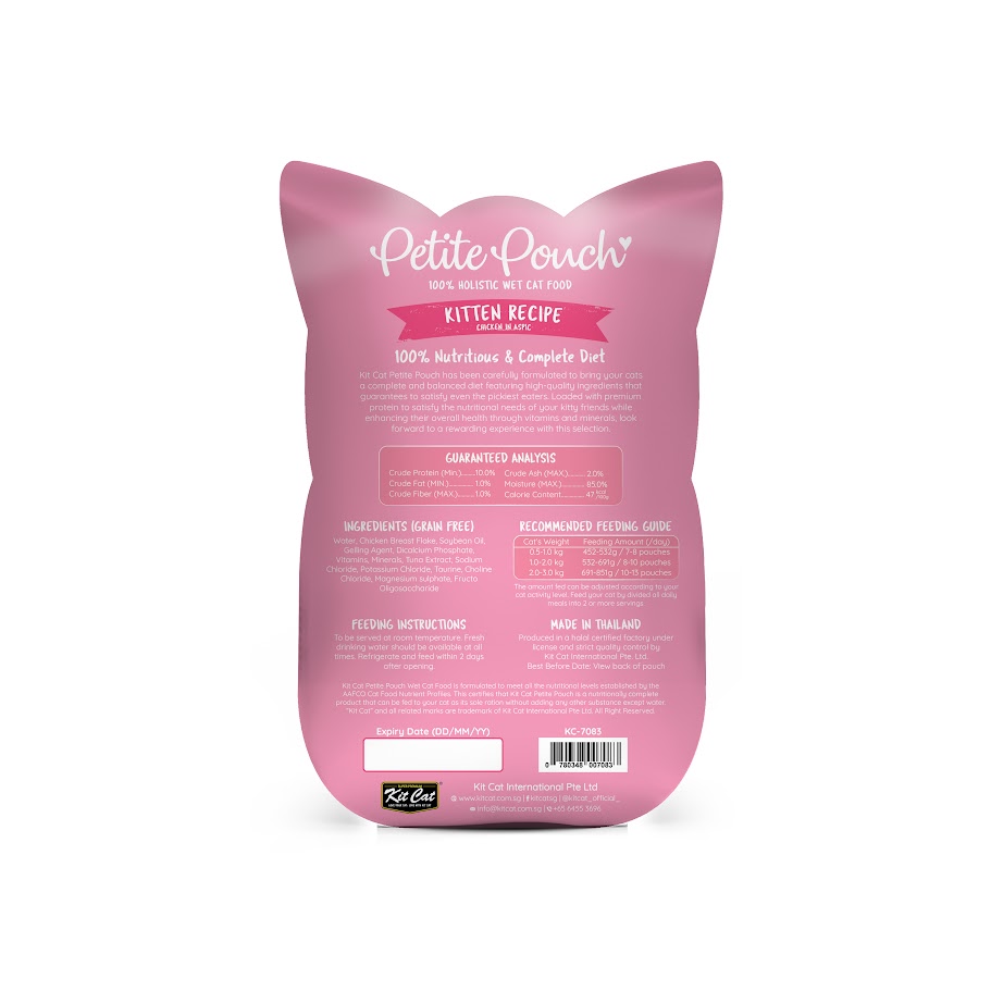 Kit Cat 70g Petite Pouch Complete & Balanced Kitten Chicken in Aspic Wet Cat Food image 2