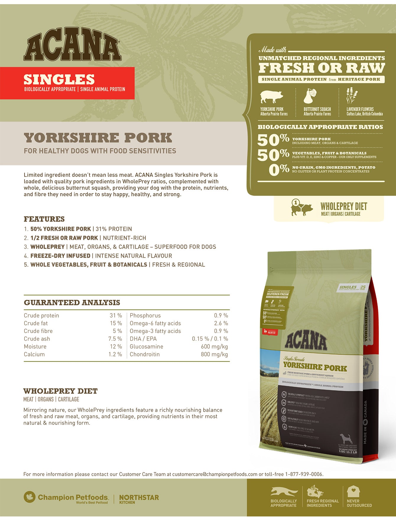 Acana Dog Singles 11.4kg Yorkshire Pork Dry dog Food image 5