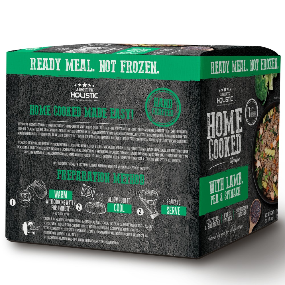 Absolute Holistic Home Cooked Recipe 2kg (125G X 16) Lamb, Peas & Spinach Dog Food image 7