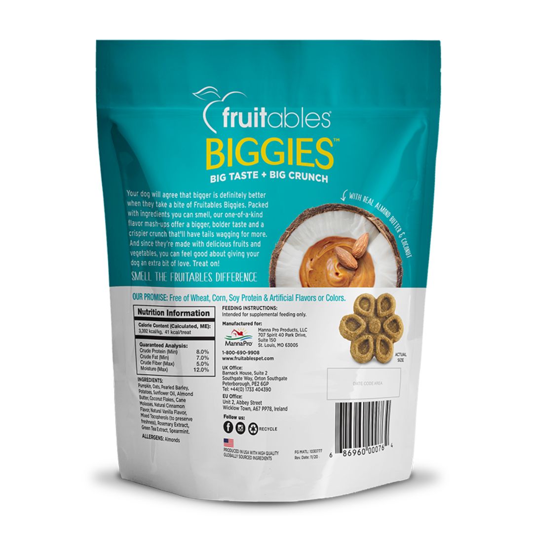 Fruitables Dog 16oz Biggies Almond Butter & Coconut Dog Treats image 2