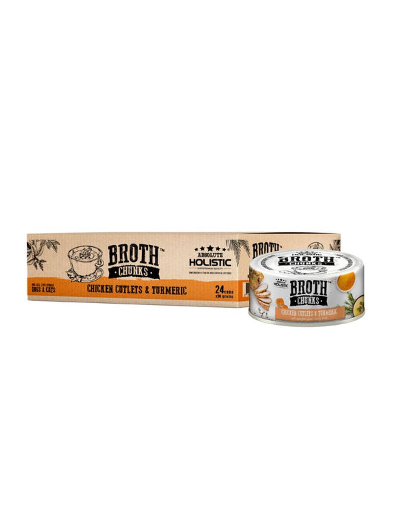 Absolute Holistic Broth Chunks Chicken Cutlets & Turmeric Wet Cat & Dog Food 80G image 4