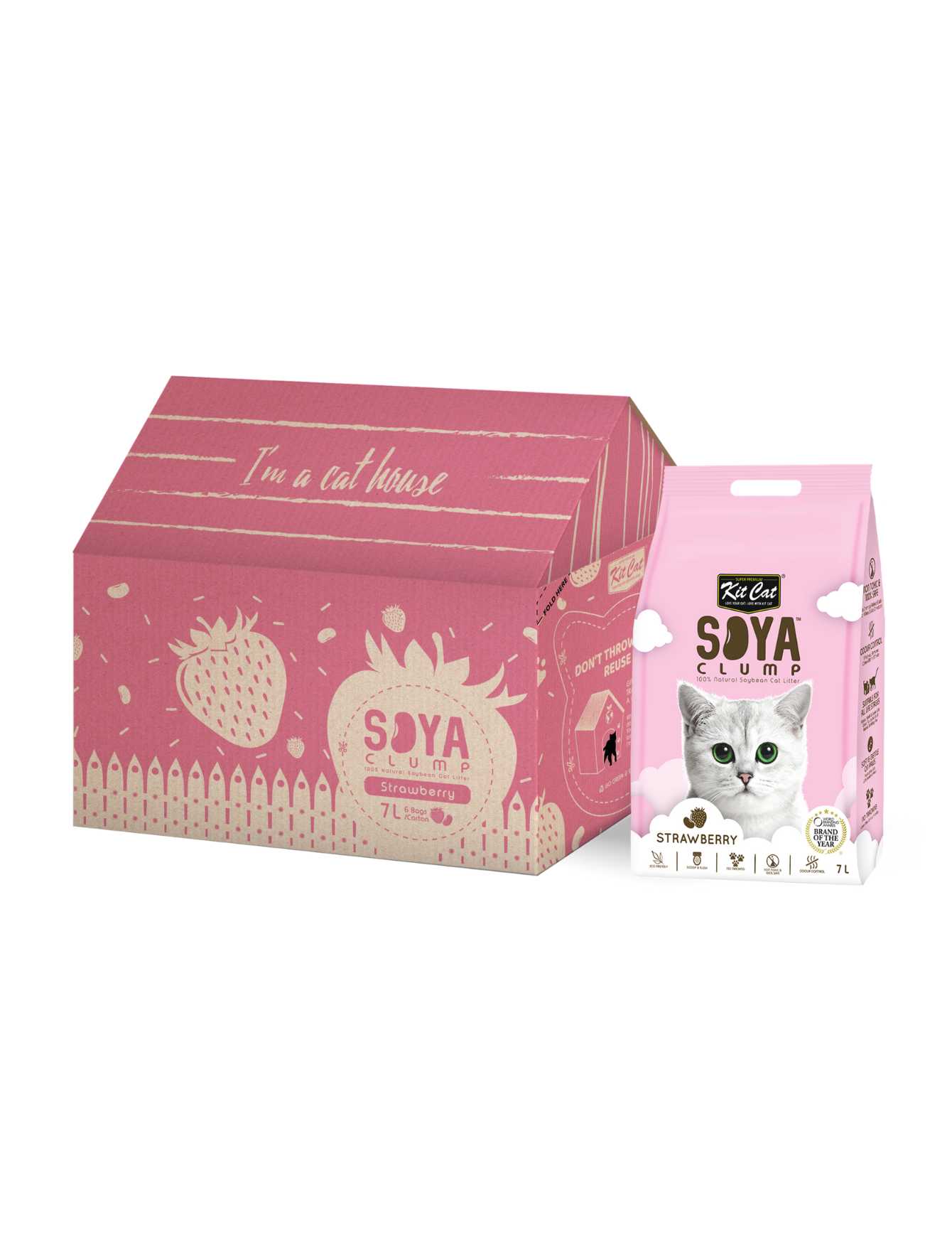 Kit Cat 7L Soya Clump Strawberry Cat Litter image 4