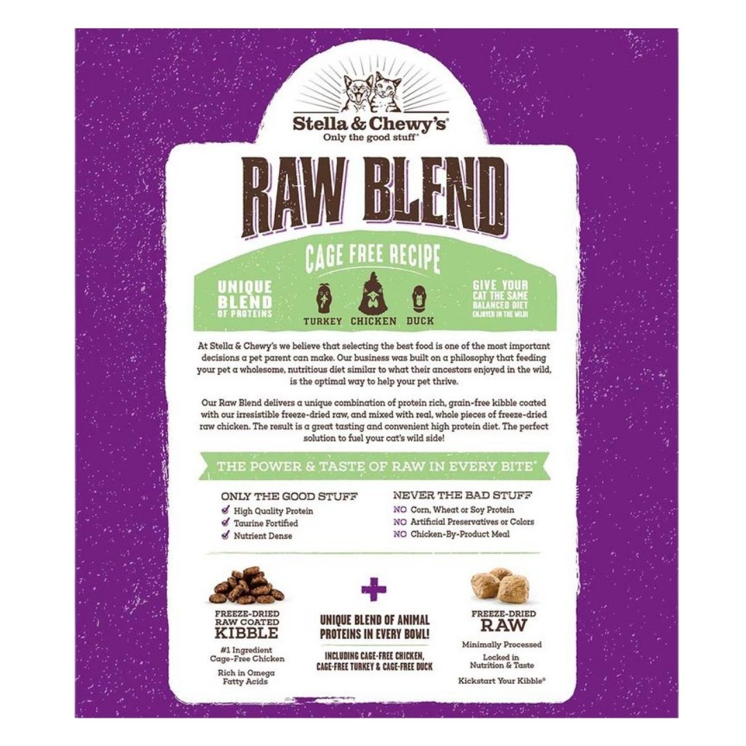 Stella & Chewy's Cat Raw Blend Kibbles 10lb (4.5kg) Cage Free Recipe Turkey, Chicken and Duck Dry Cat Food image 2