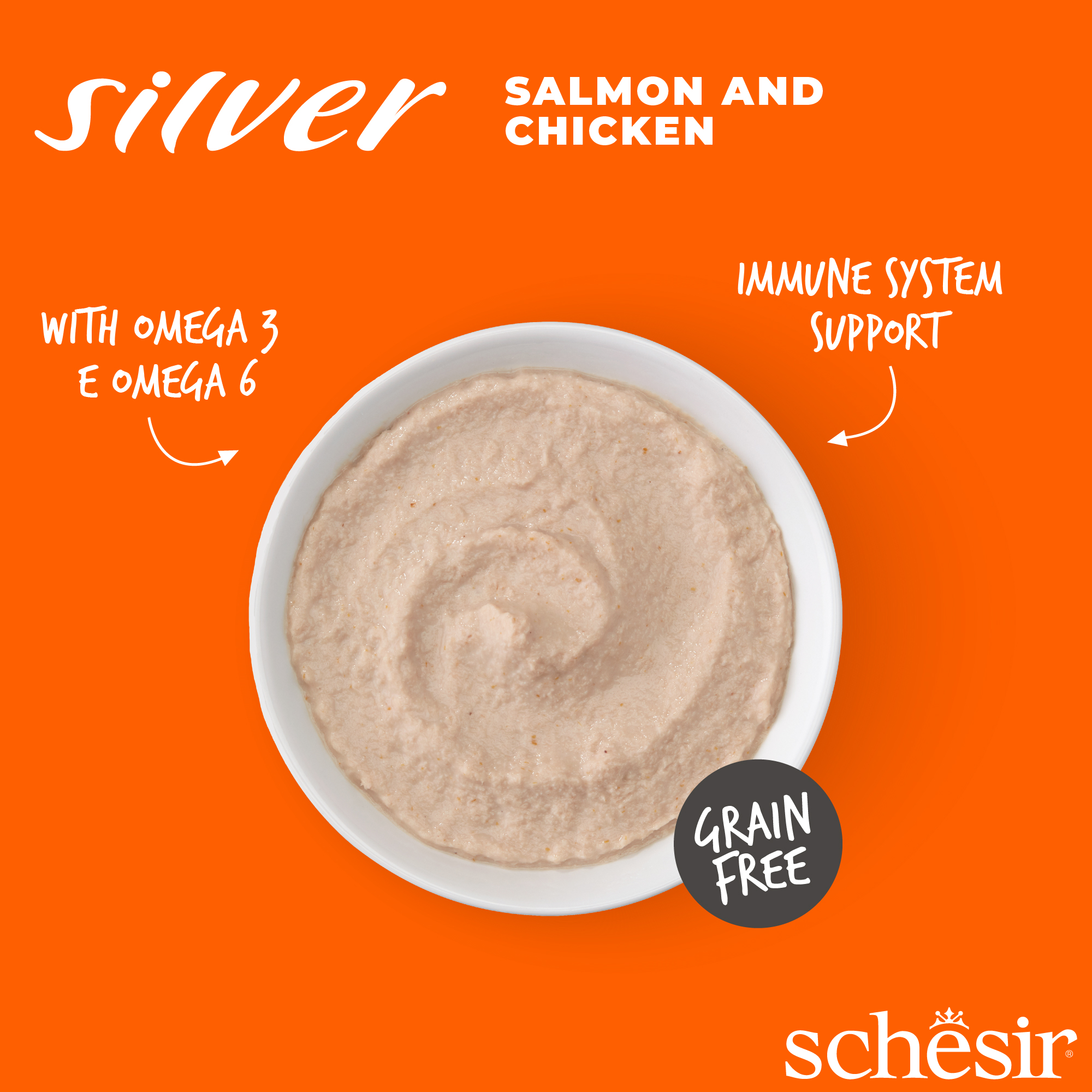 Schesir Cat Silver Velvet Mousse 80g Salmon and Chicken Pouch Wet Cat Food image 3