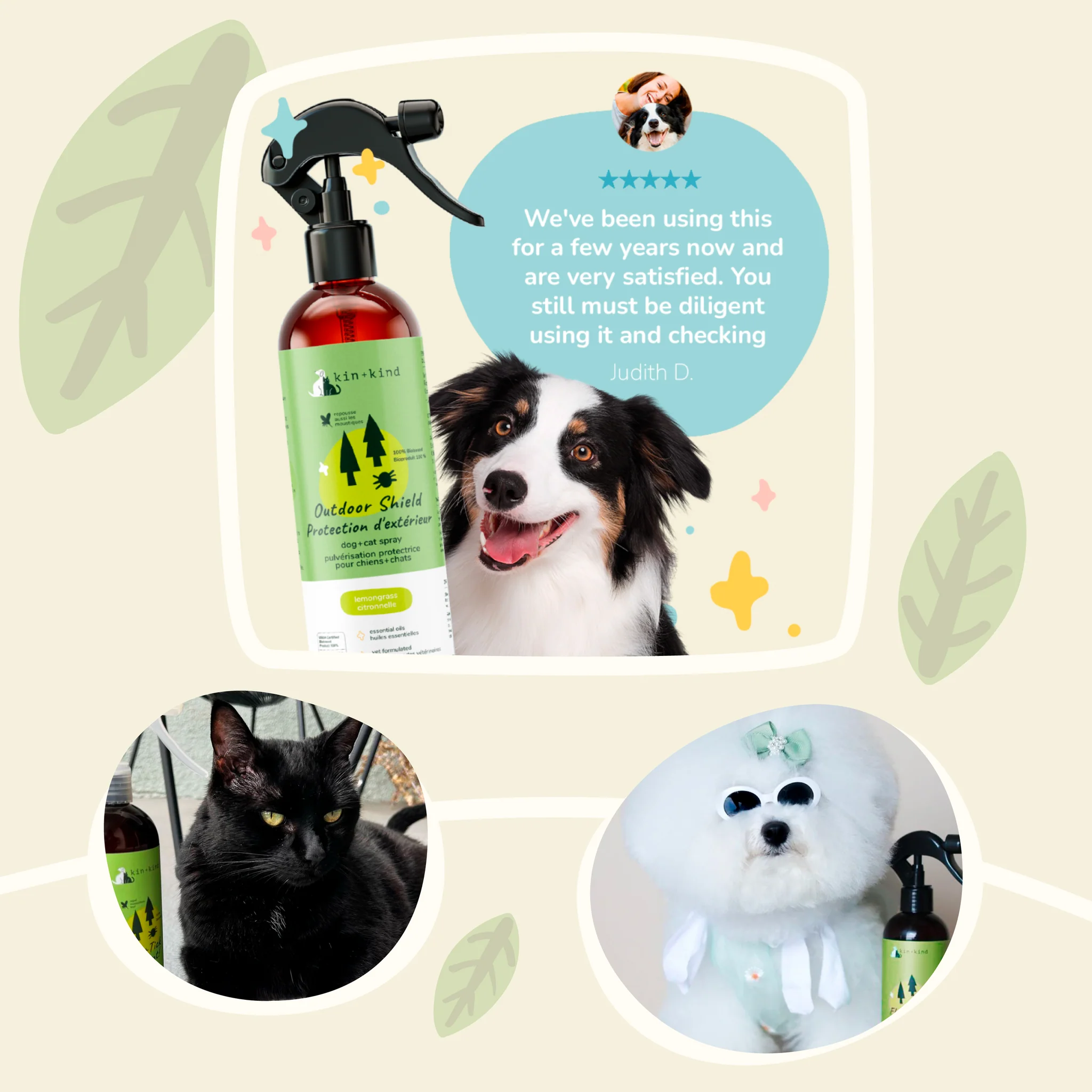 Kin+Kind 354ml Flea & Tick Lemongrass Spray for Dogs & Cats image 2