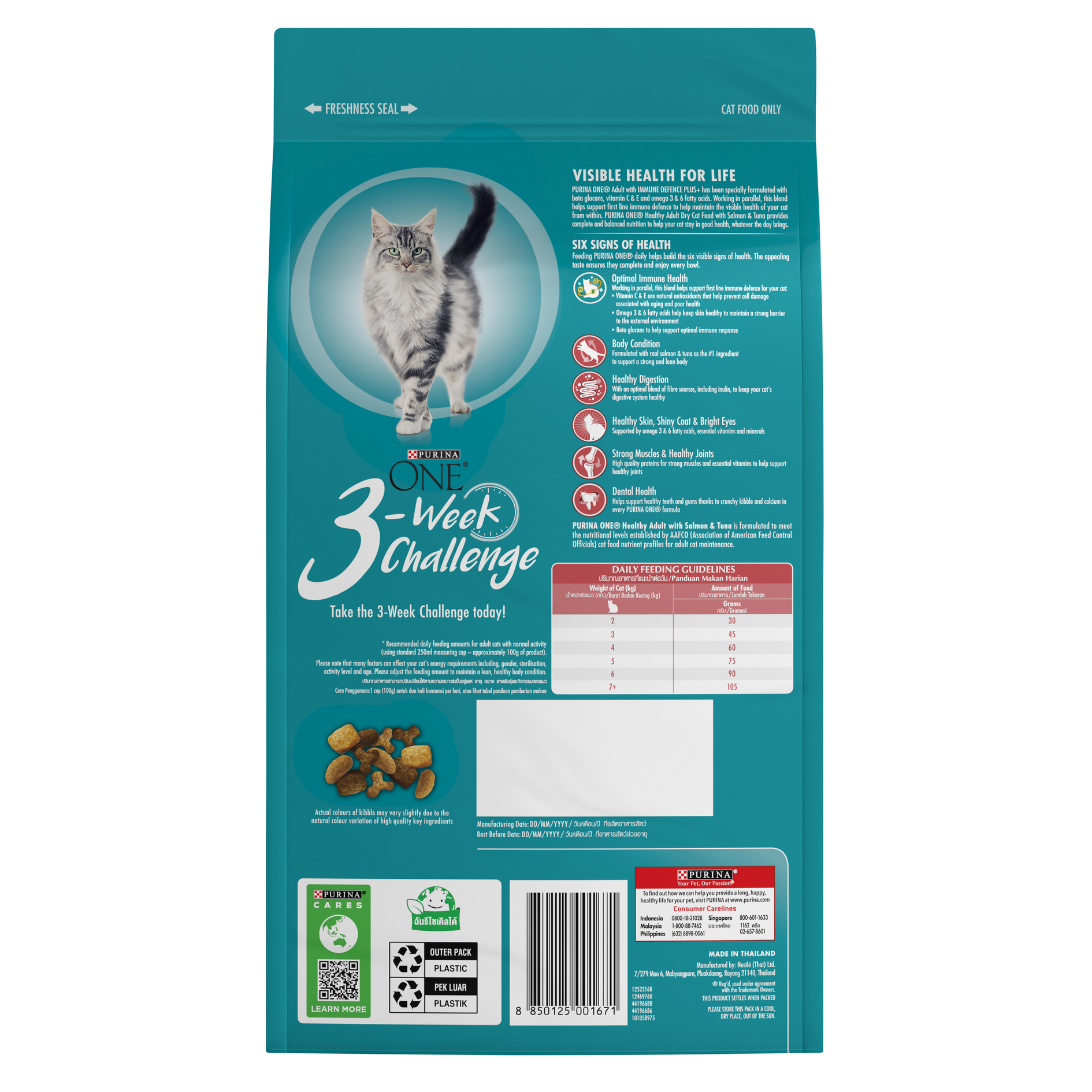 PURINA ONE Cat 1.2kg Healthy Adult Salmon and Tuna Dry Cat Food image 9