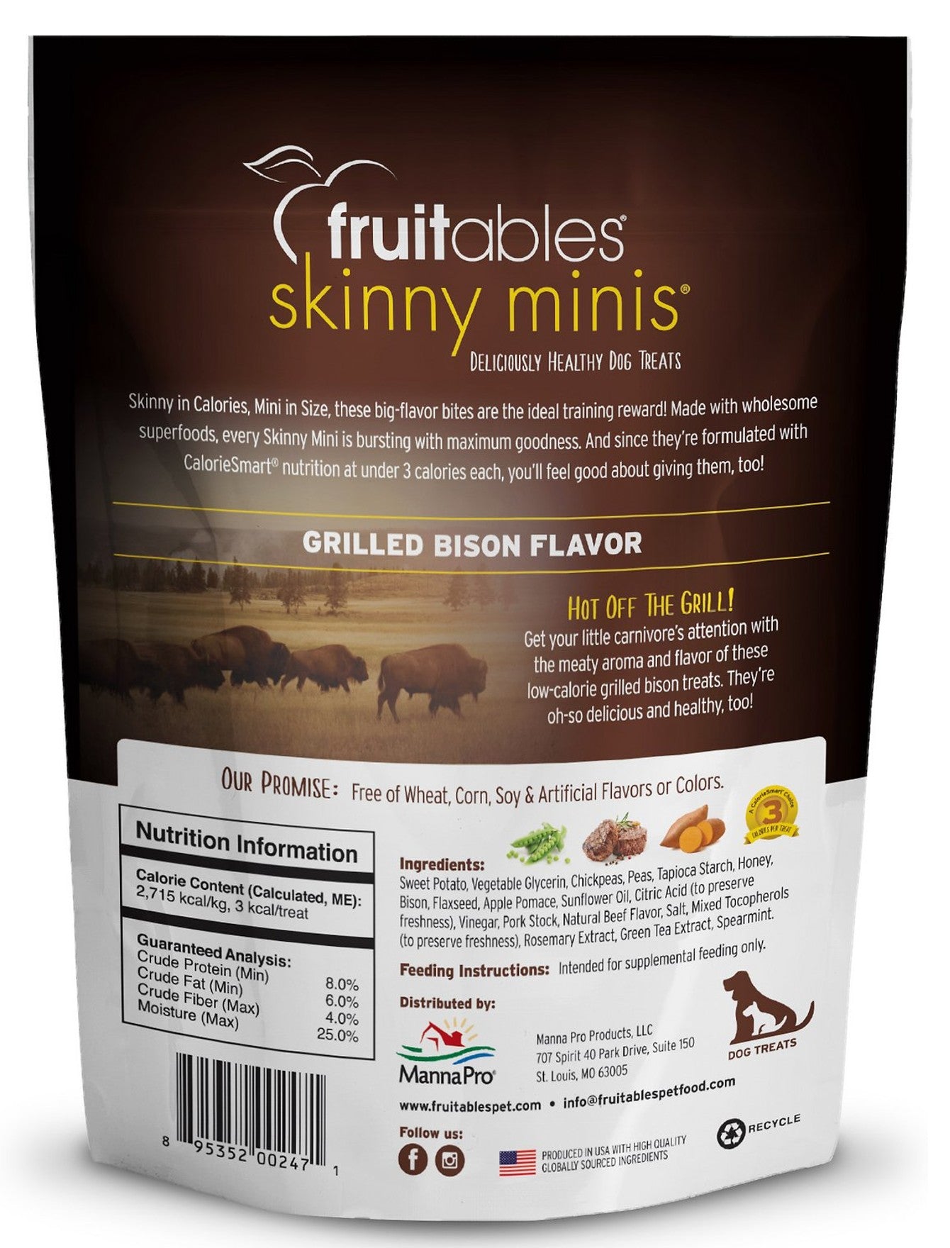 Fruitables Dog 5oz Skinny Minis Grilled Bison Dog Treat image 2