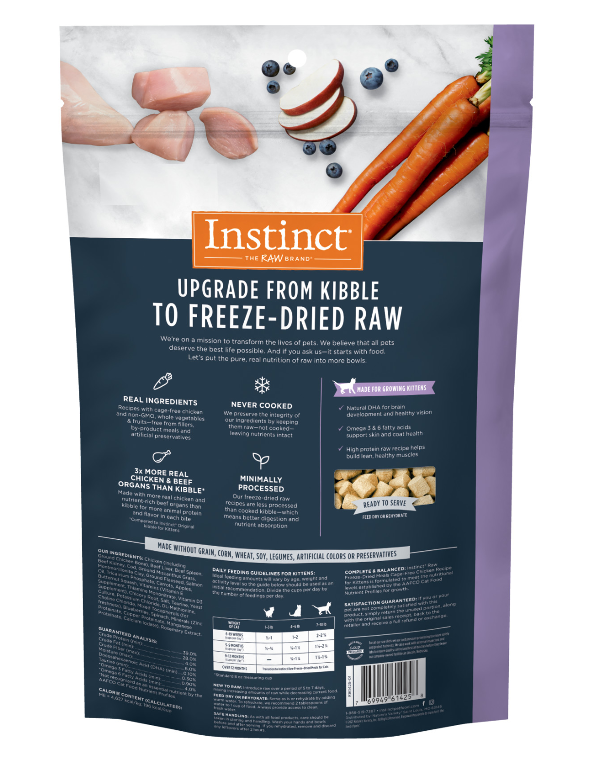 Instinct Freeze Dried Raw Meal Kitten 9.5oz Chicken Recipe Cat Meal image 2
