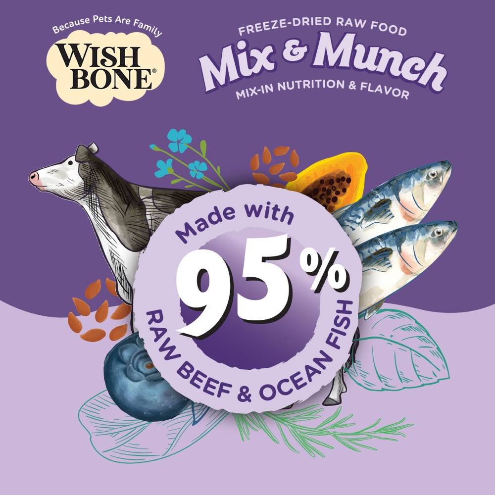 Wishbone Cat 350g Mix & Munch Beef and Ocean Fish Freeze Dried Raw Cat Food image 2