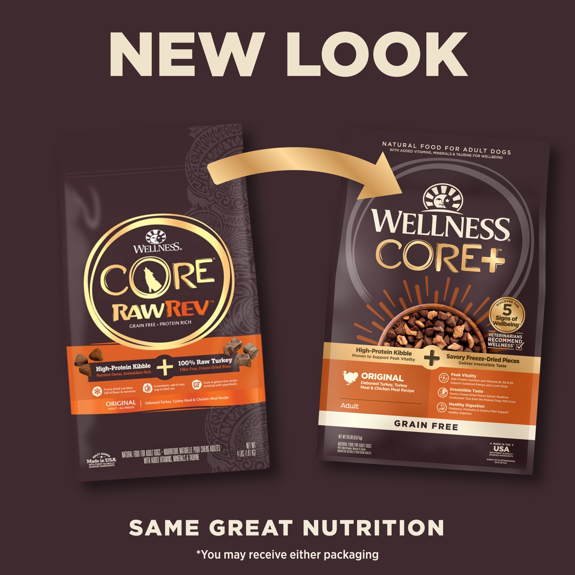 Wellness CORE+ (Formerly RawRev) Dog 4.5kg (10lb) Original with Freeze Dried Turkey Grain Free Dry Dog Food image 5