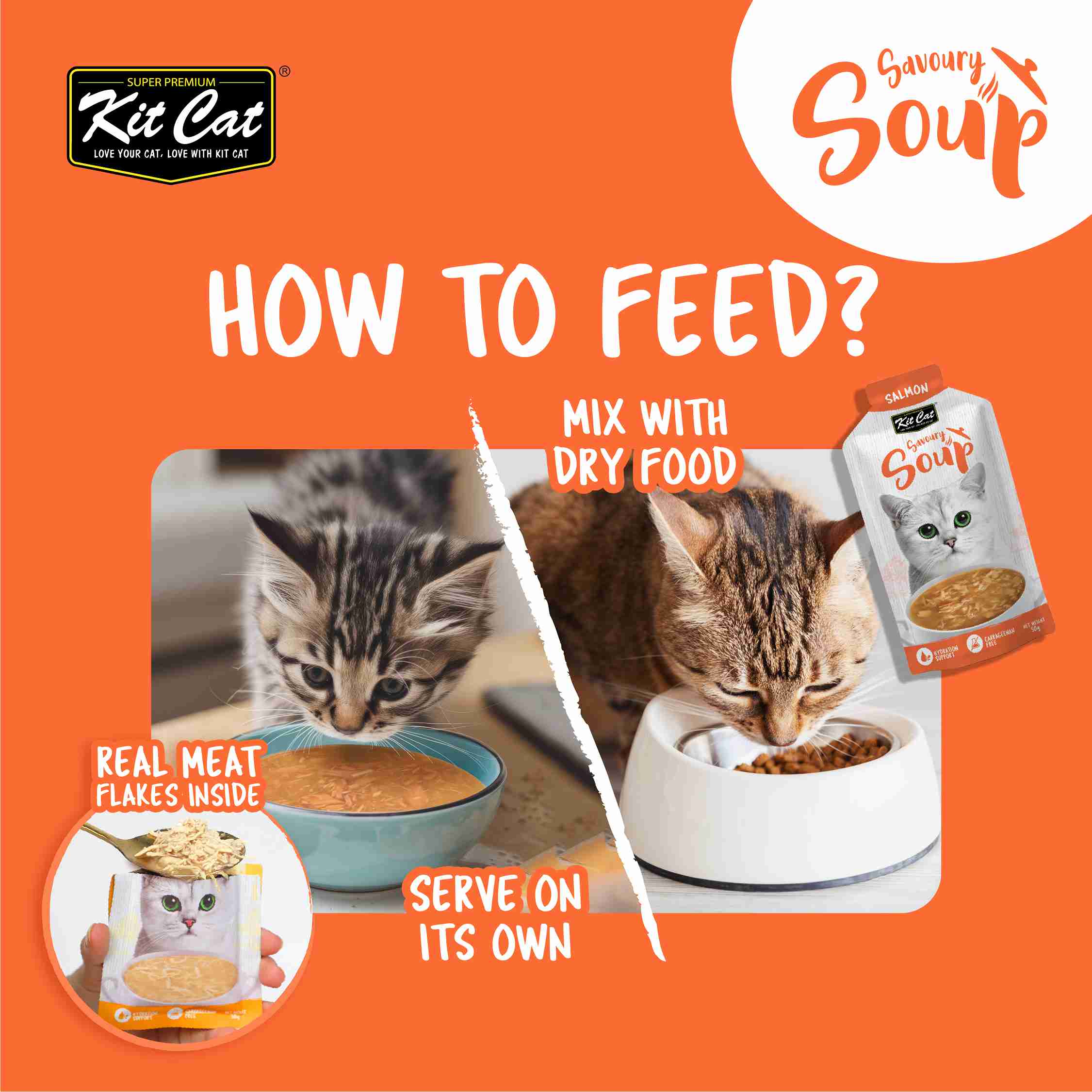 Kit Cat Savoury Soup 50gX6 Pouches Seafood Wet Cat Food image 4