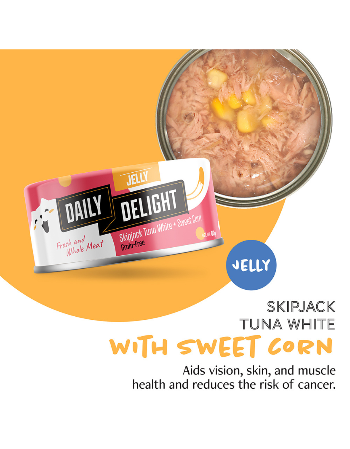 Daily Delight Cat Jelly 80g Skipjack Tuna White with Sweet Corn Wet Cat Food (EXP: 24 May 2028) image 2