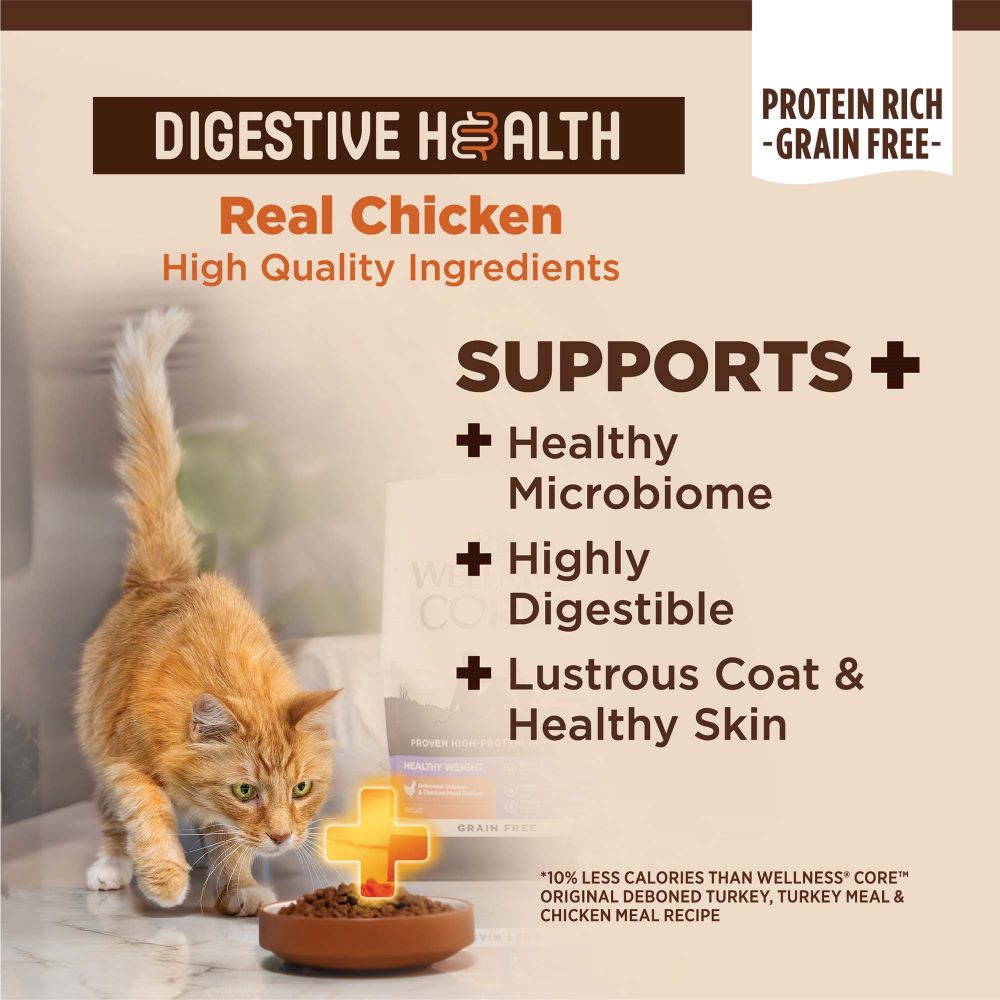 Wellness CORE Cat 4.9kg (11lb) Digestive Health with Wholesome Grains Chicken Dry Cat Food image 5