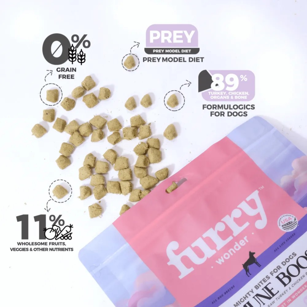 Furry Wonder Dog 226g (8oz) IMMUNE BOOST Freeze-dried Raw Turkey & Chicken Recipe For Dogs image 9