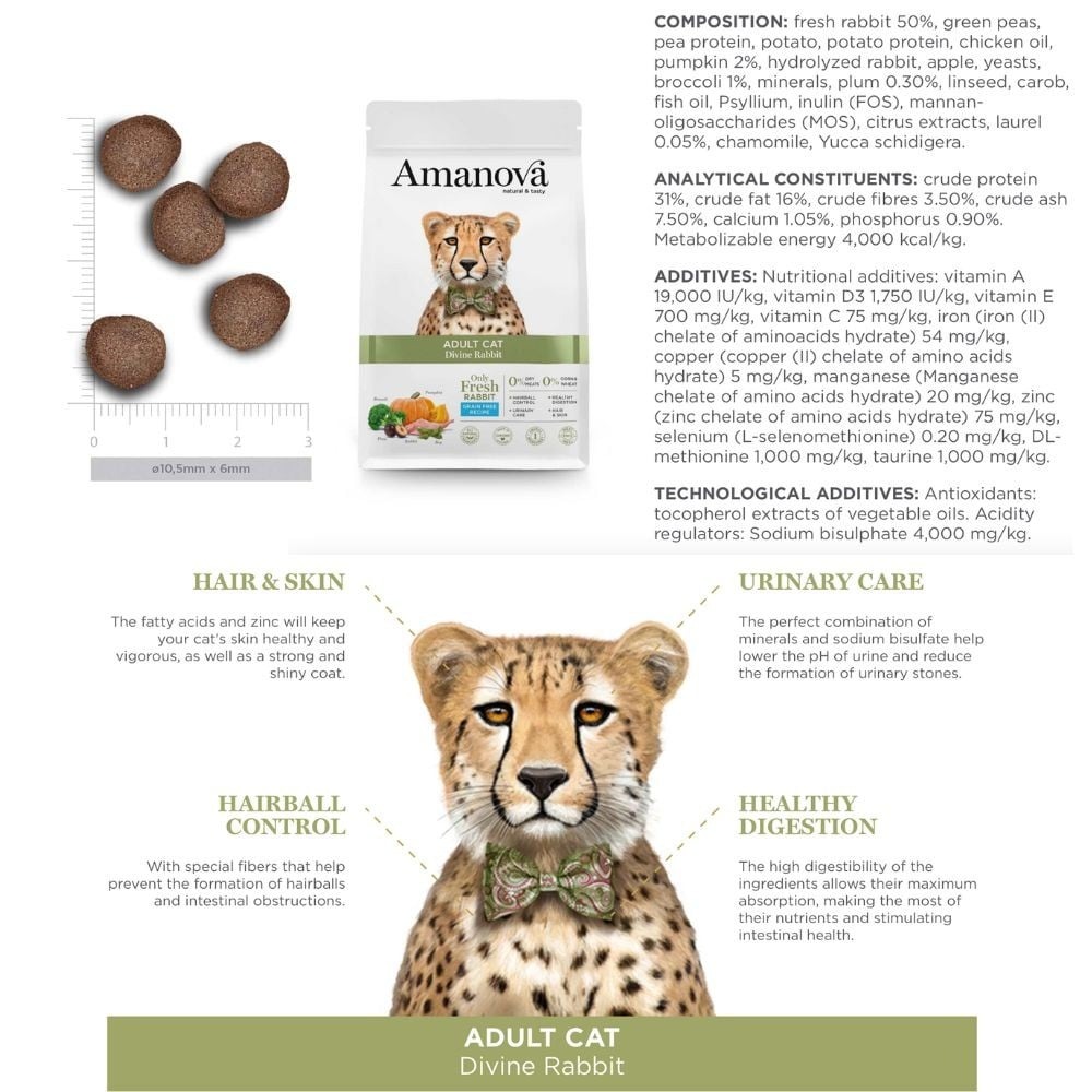 Amanova Cat 1.5kg Adult Divine Rabbit Grain Free Dry Cat Food image 5