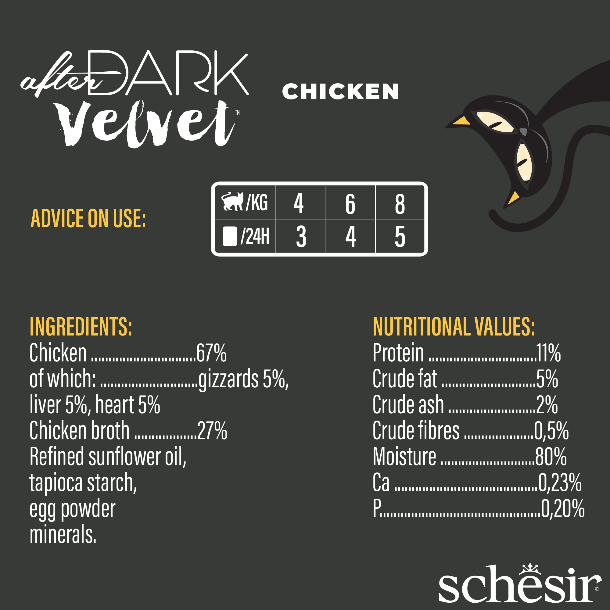 Schesir Cat After Dark Velvet Mousse 80g Chicken Pouch Wet Cat Food image 2