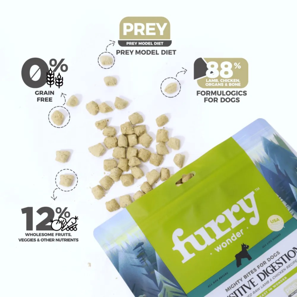 Furry Wonder Dog 226g (8oz) SENSITIVE DIGESTION Freeze-dried Raw Lamb & Chicken Recipe For Dogs image 9