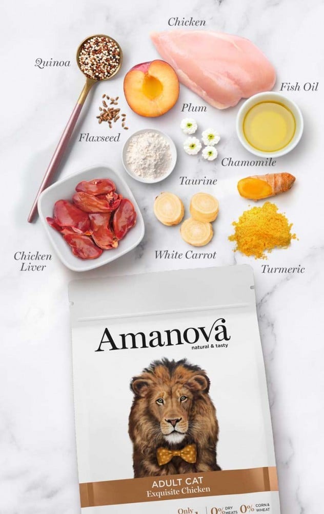 Amanova Cat 1.5kg Adult Exquisite Chicken Low Grain Dry Cat Food image 2