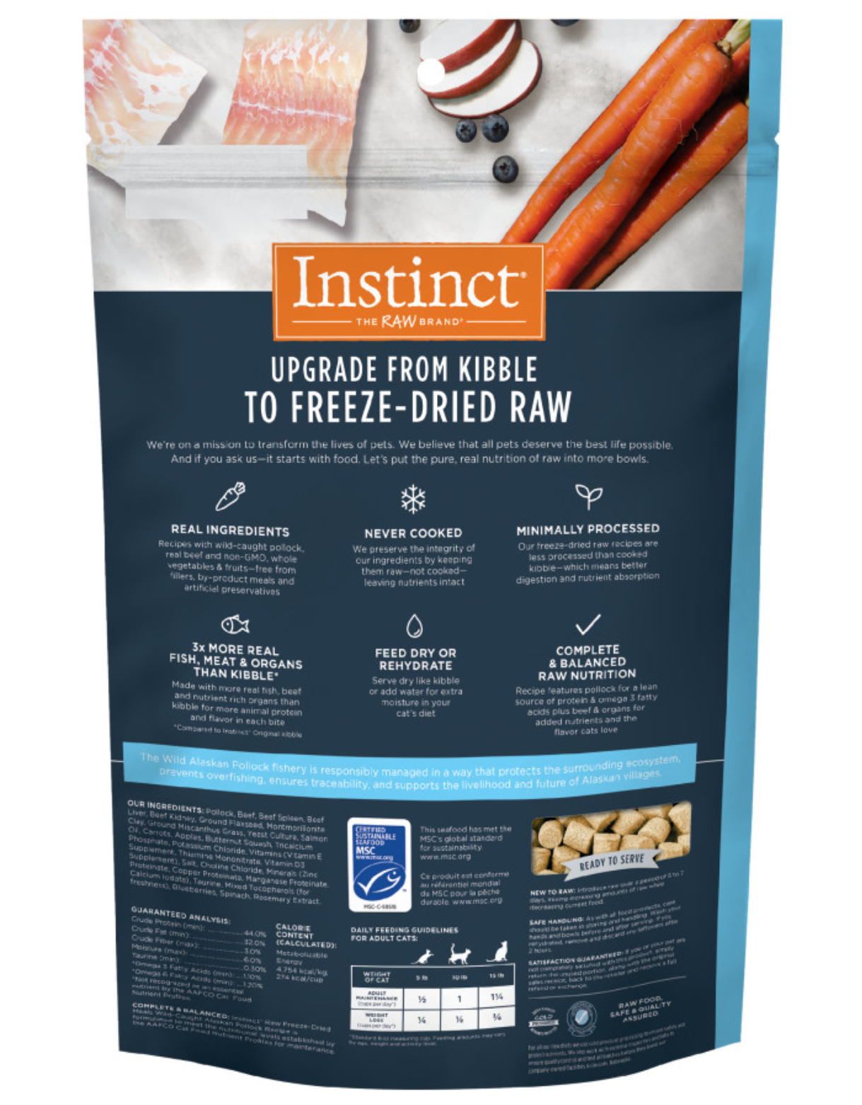 Instinct Freeze Dried Raw Meal Cat 9oz Grain Free Pollock MSC Recipe Cat Meal image 2