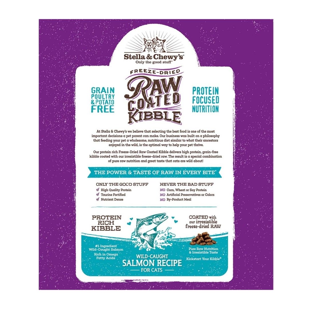 Stella & Chewy's Cat Raw Coated Kibbles 10lb (4.5kg) Wild Caught Salmon Recipe Dry Cat Food image 2