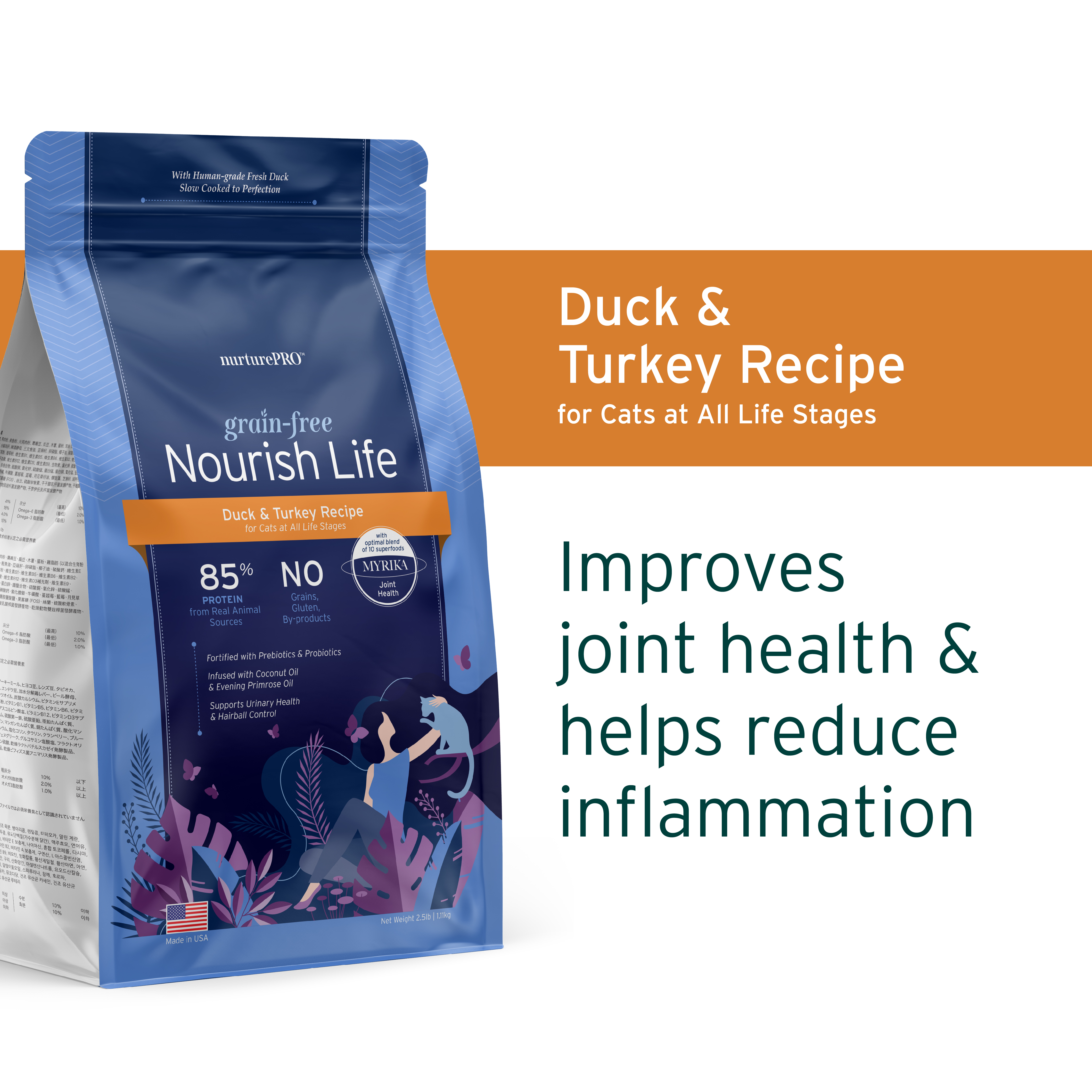 Nurture Pro Cat Nourish Life Grain-Free 4.99kg Duck & Turkey All Life Stages Dry Cat Food image 3