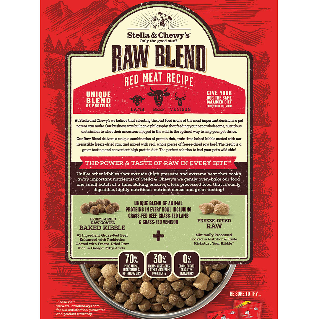 Stella & Chewy's Raw Blend Baked Kibble 22lb (10kg) Lamb, Beef & Venison Dry Dog Food image 2
