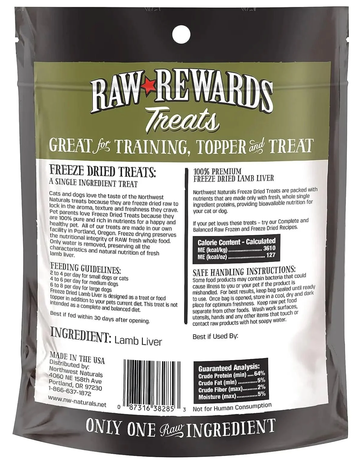 Northwest Naturals Raw Rewards 3oz Freeze Dried Lamb Liver Treats for Dogs & Cats image 2