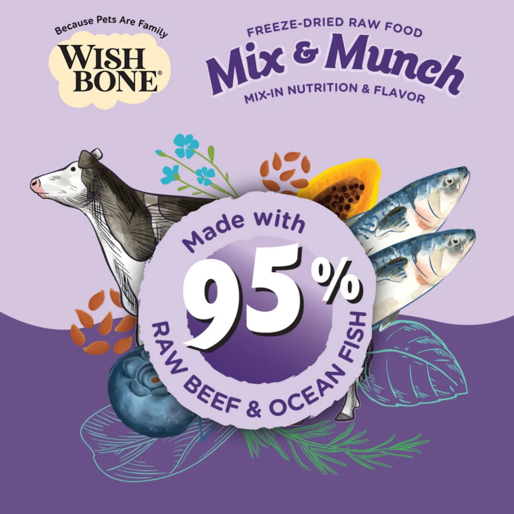 Wishbone Dog 350g Mix & Munch Beef & Ocean Fish Grain-Free Freeze-Dried Raw Food Dog Food Topper image 4