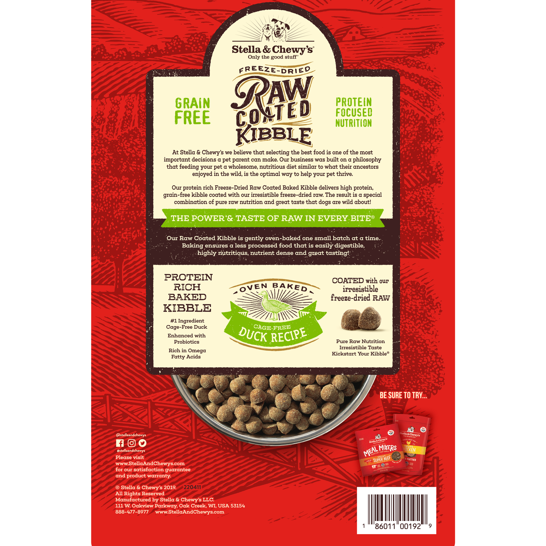 Stella & Chewy's Raw Coated Kibble 3.5lb (1.6kg) Duck Dry Dog Food image 2