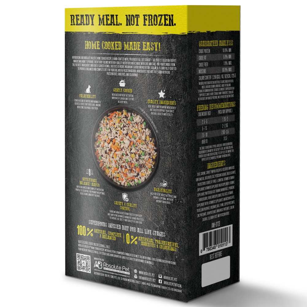 Absolute Holistic Home Cooked Recipe Trial Pack (125G X 3) Duck, Peas & Pumpkin Dog Food image 7