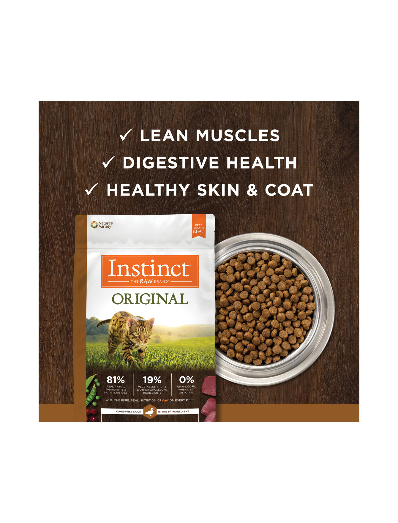Instinct Original Cat 10lb Grain Free Recipe with Real Duck Dry Cat Food image 3