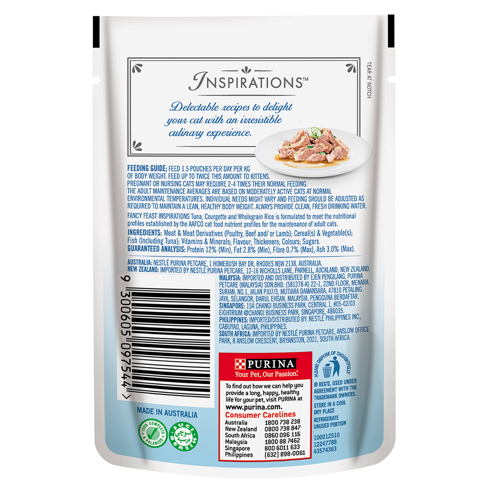 Fancy Feast Cat 70g Inspirations Tuna, Courgette & Wholegrain Rice Pouch Wet Cat Food image 2