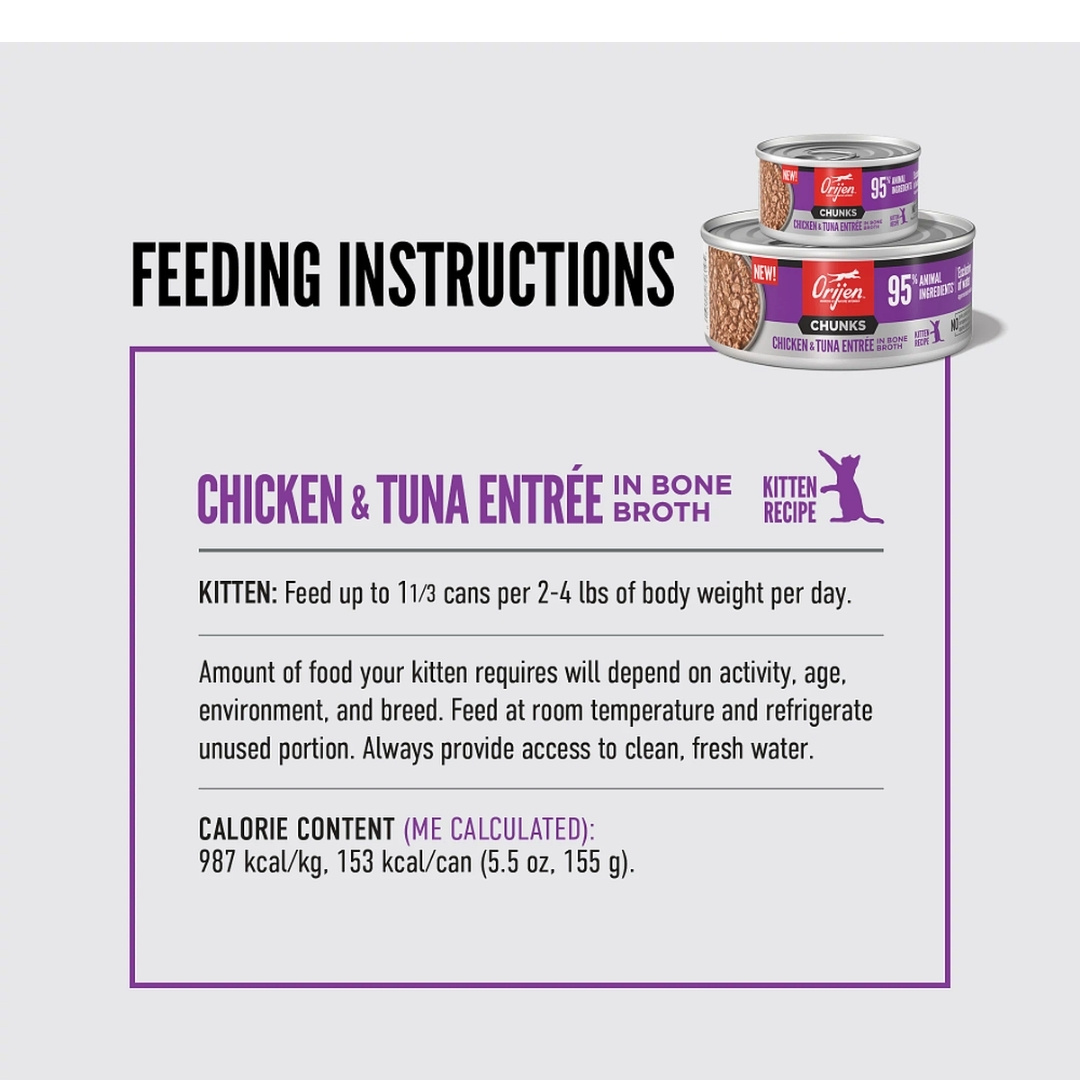 Orijen Cat 155g Chunks & Shreds Kitten Chicken & Tuna Entree Wet Cat Food image 5