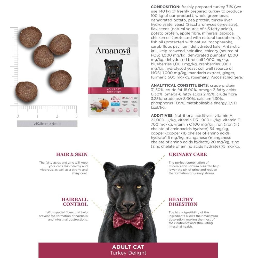Amanova Cat 1.5kg Adult Turkey Delight Grain Free Dry Cat Food image 5