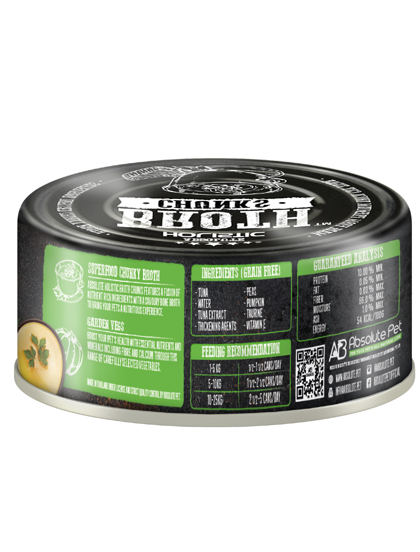 Absolute Holistic Broth Chunks Tuna Thick Cuts & Garden Vegs Wet Cat & Dog Food 80G image 2