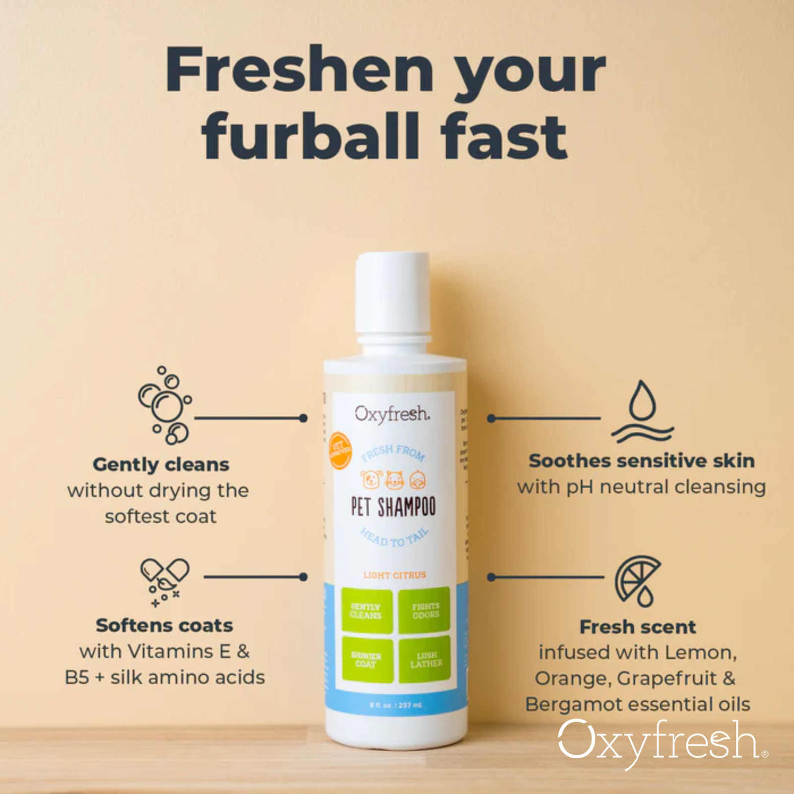 Oxyfresh 237ml (8oz) Advanced Pet Shampoo Sensitive Skin Formula for Dogs & Cats image 2