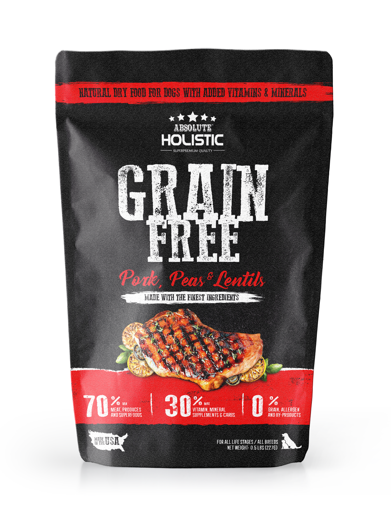 Absolute Holistic Dog 227g Grain Free Pork & Peas Dry Dog Food image 3