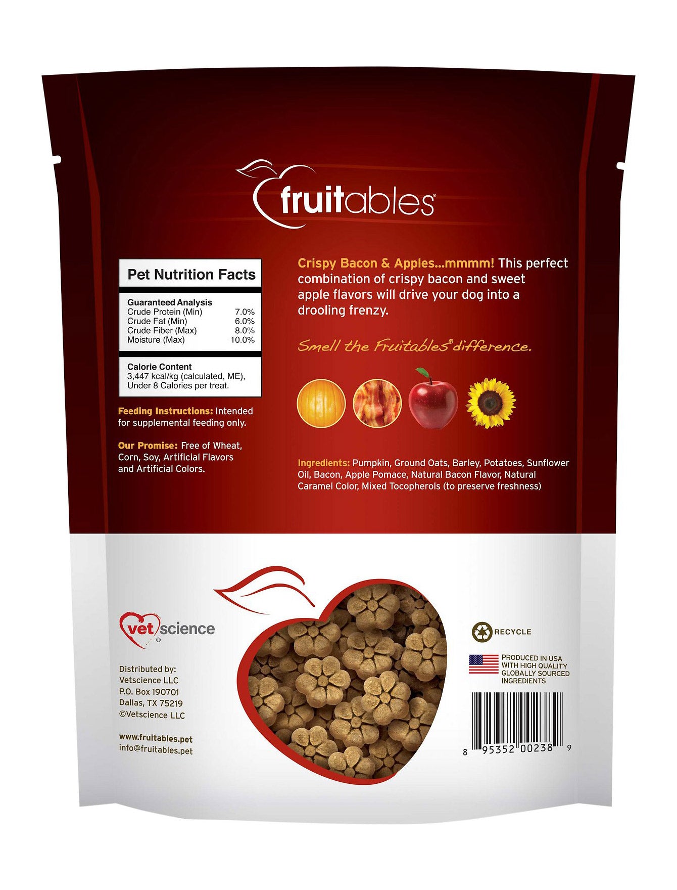 Fruitables Dog 7oz Crispy Bacon & Apple Crunchy Dog Treats image 2