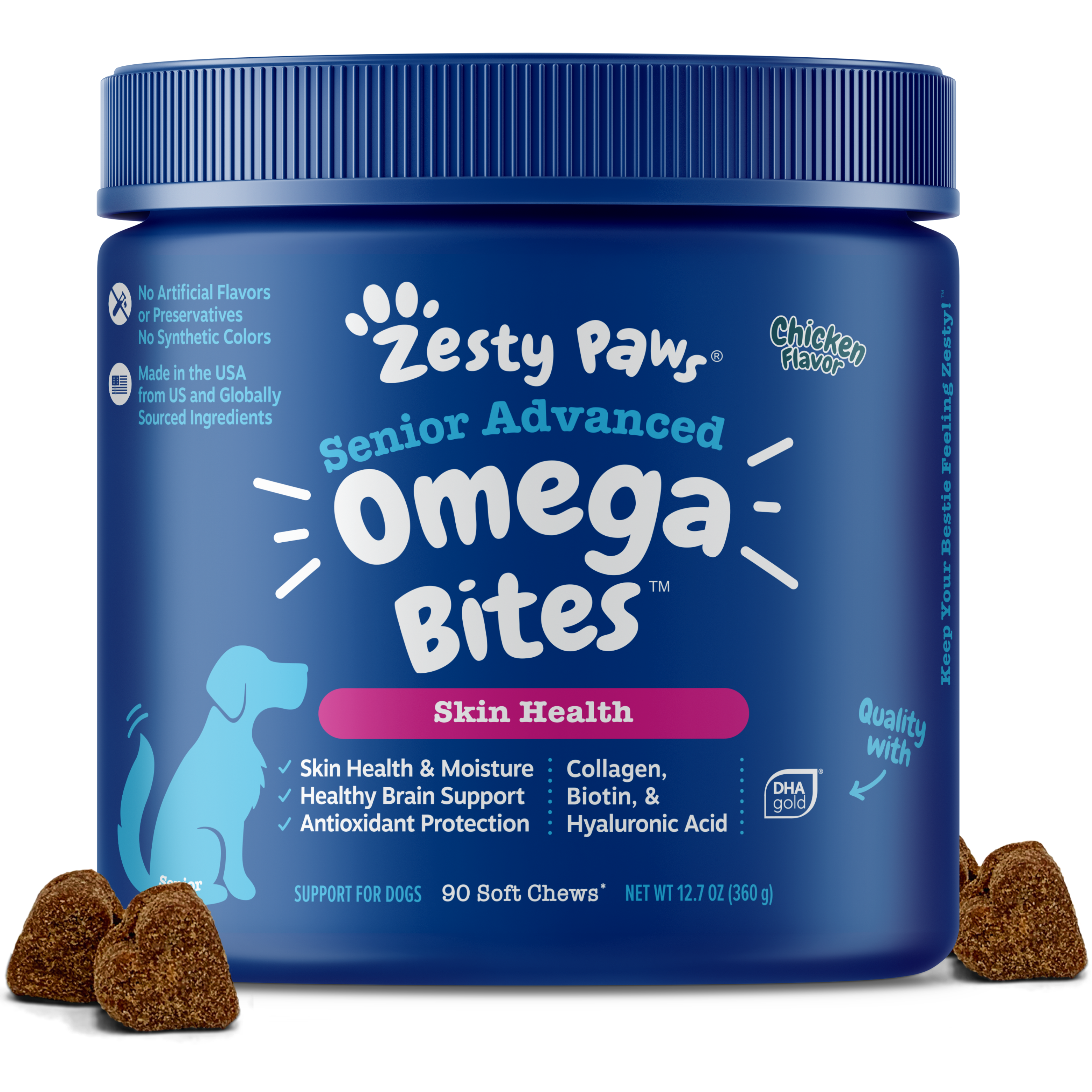 Zesty Paws 90ct Senior Advanced Omega Bites Supplement for Senior Dogs image 2