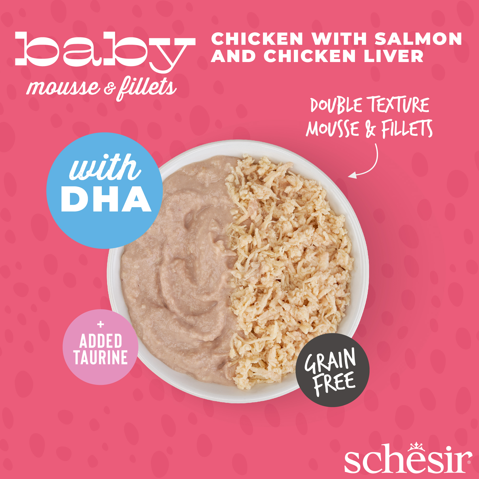 Schesir Cat Baby Mousse & Fillets (3x55g) Canned Cat Food Chicken with Salmon & Chicken Liver Wet Cat Food image 3