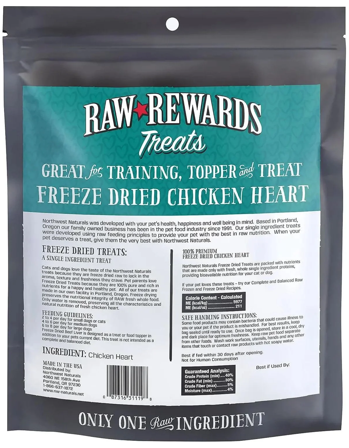 Northwest Naturals Raw Rewards 10oz Freeze Dried Chicken Heart Treats for Dogs & Cats image 2